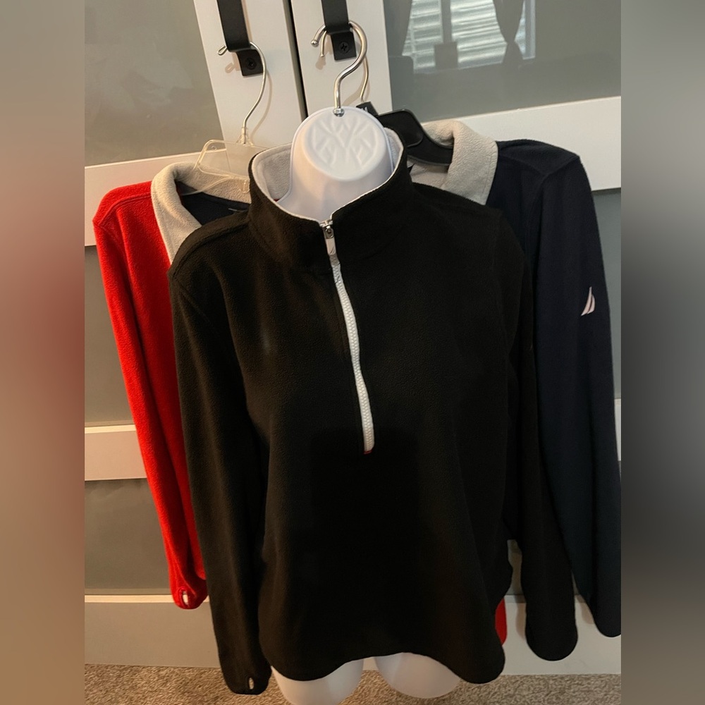 Nautica (3 for the price of 1), Quarter Zip Fleece Top in Red, Blue & Black - Picture 5 of 11